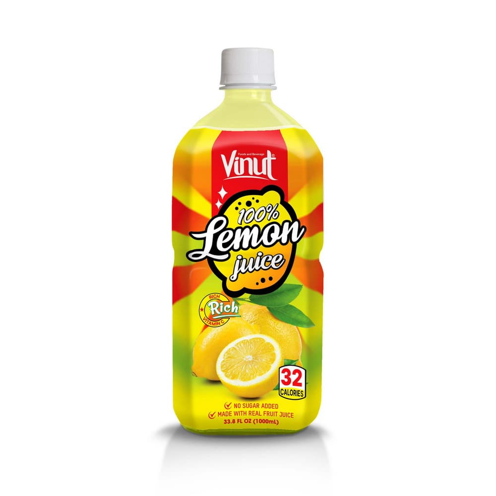 VINUT 100% Лімонны сок, Без дадання цукру, ПЭТ-бутэлька 33.8 fl oz (1,000 мл)