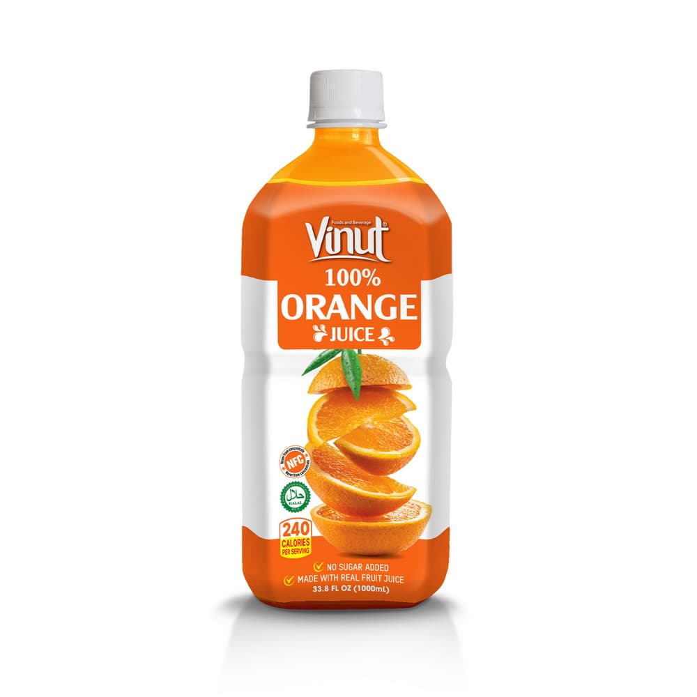 VINUT 100% Апельсінавы сок, Без дадання цукру, 33.8 fl oz (1,000 mL) ПЭТ бутэлька