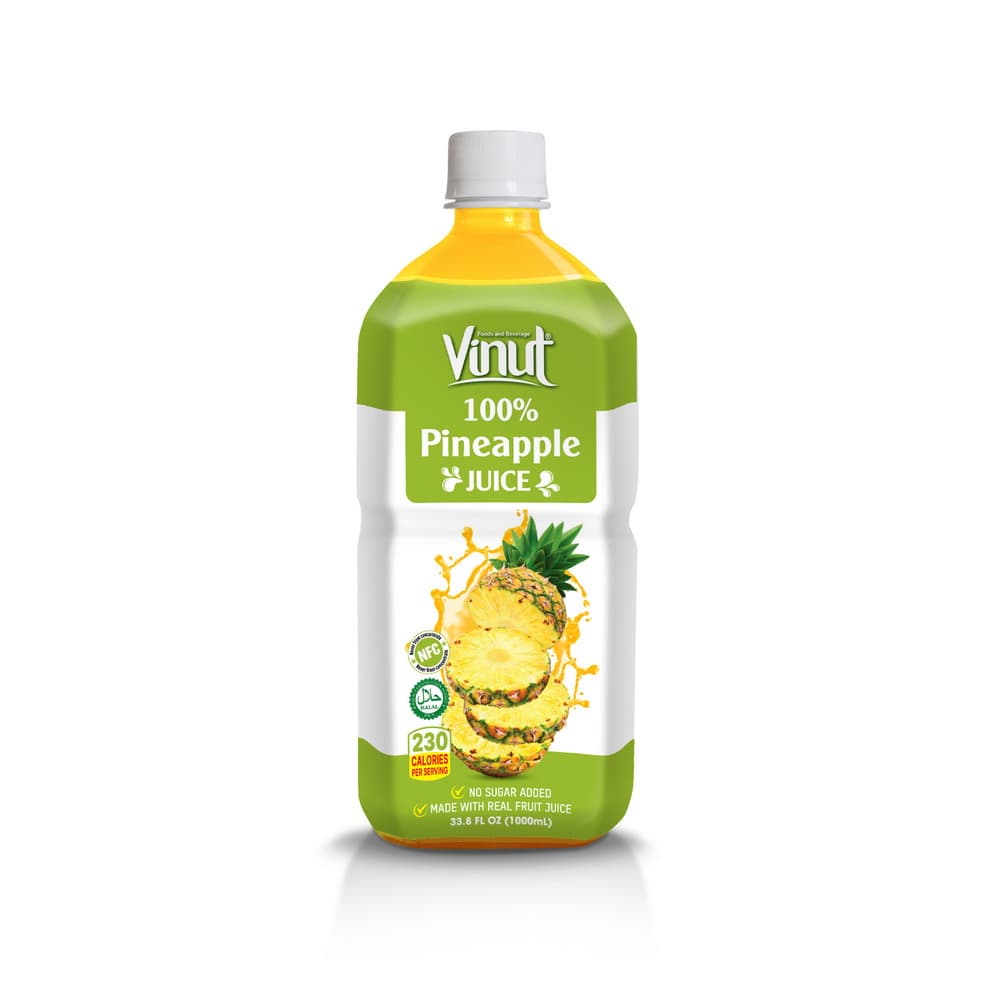 VINUT 100% ананасавы сок, без дадання цукру, 33.8 fl oz (1,000 mL) ПЭТ-бутэлька