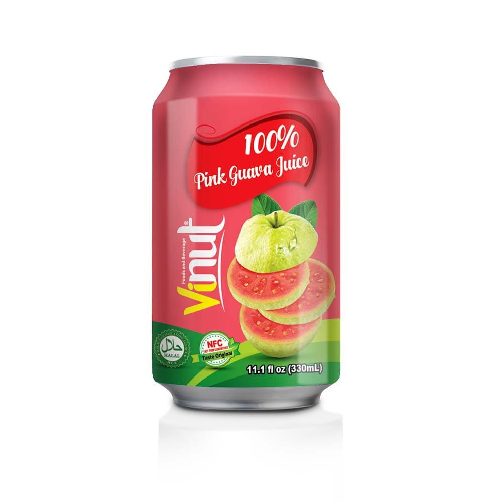 VINUT 100% Сок ружовай гуавы, банка 11.1 fl oz (330 мл)