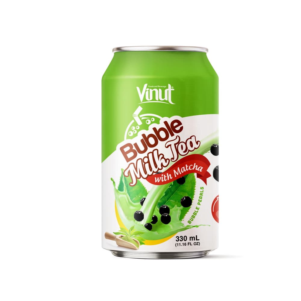 VINUT Малочны чай з бурбалкамі з матча, Банка, 11.16 fl oz 330 мл