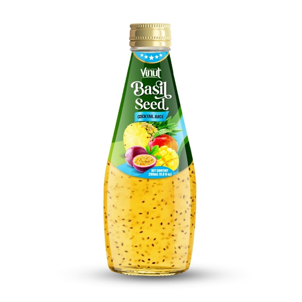 VINUT Сок з насеннем базіліка Кактэйль, Шкляная бутэлька, 9.8 fl oz (290 мл)