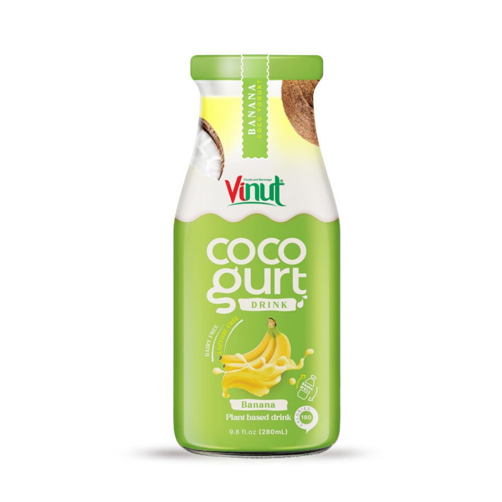 VINUT Напой Cocogurt Бананавы, Шкляная бутэлька, 9.8 fl oz 280 мл