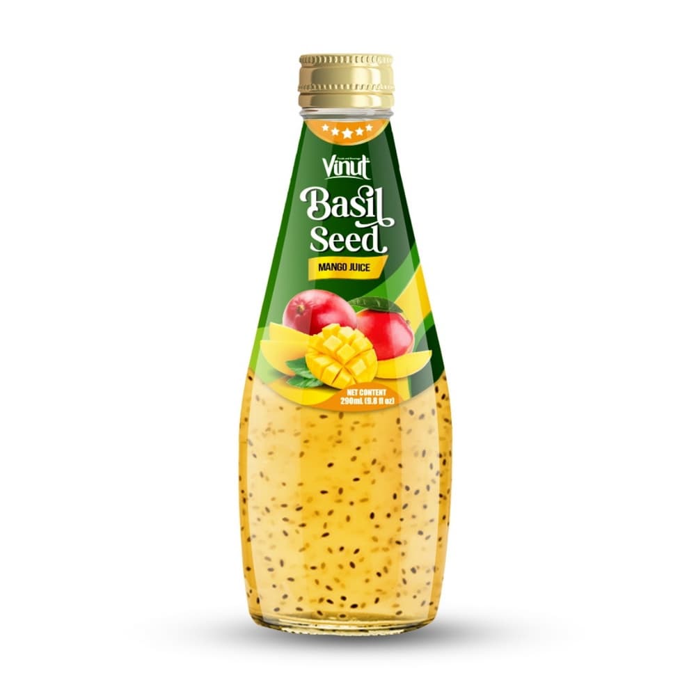 VINUT Сок з насеннем базіліка Манга, Шкляная бутэлька, 9.8 fl oz (290 мл)
