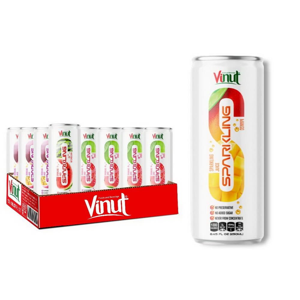 VINUT Газаваны мангавы сок, без кансервантаў, без дадання цукру, не з канцэнтрату, тонкая банка, 8.45 fl oz (250 мл)