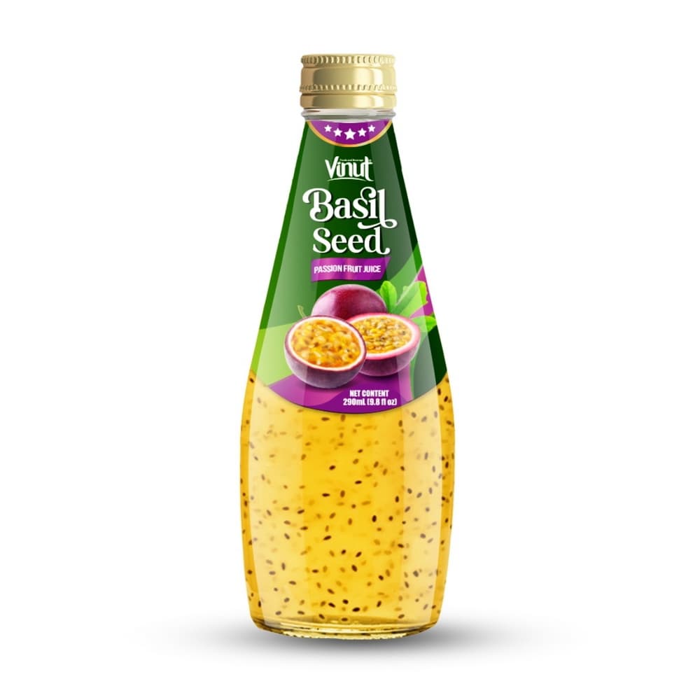 VINUT Сок з насеннем базіліка і маракуяй, шкляная бутэлька, 9.8 fl oz (290 мл)